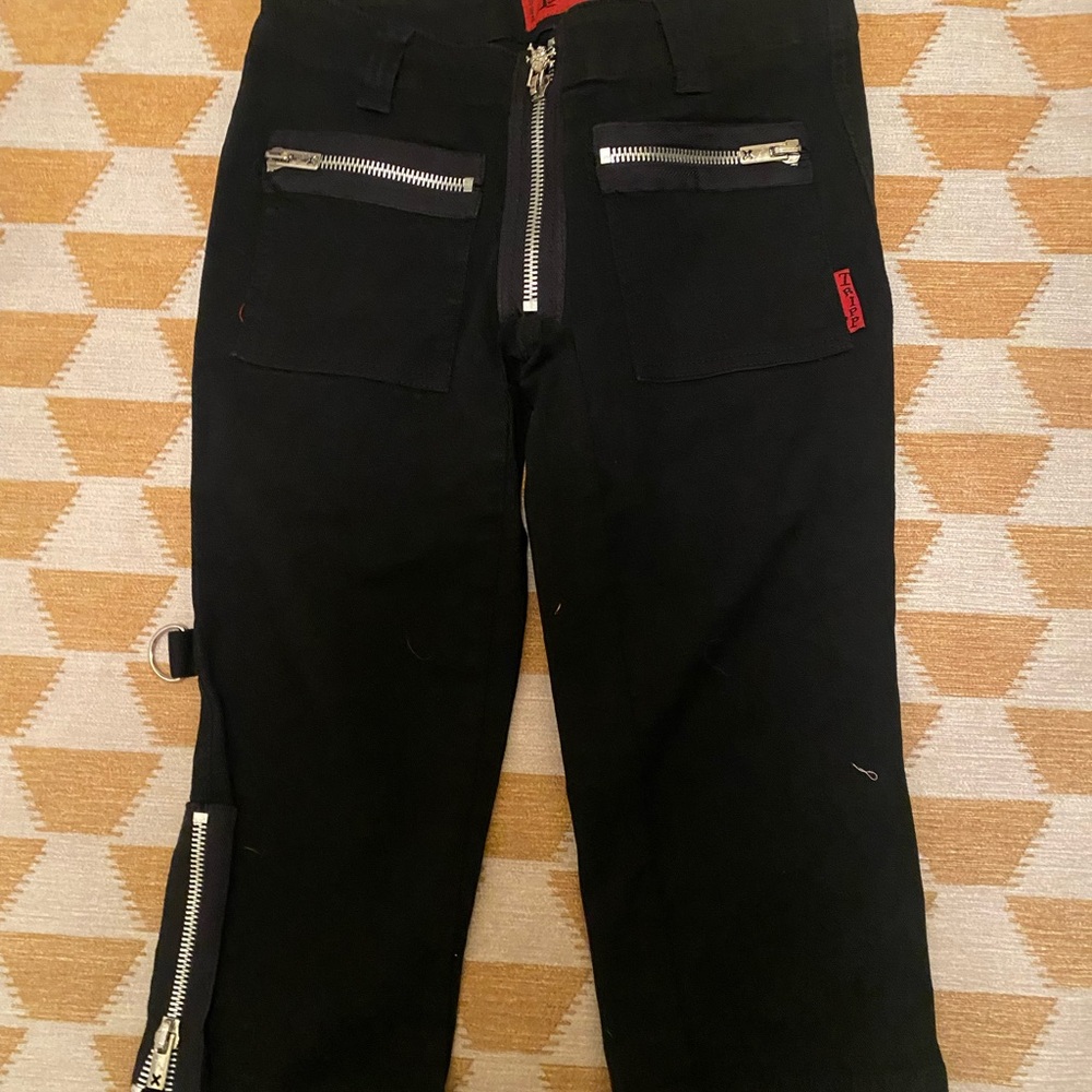 Black Zippered Juniors Punk Tripp Pants 7